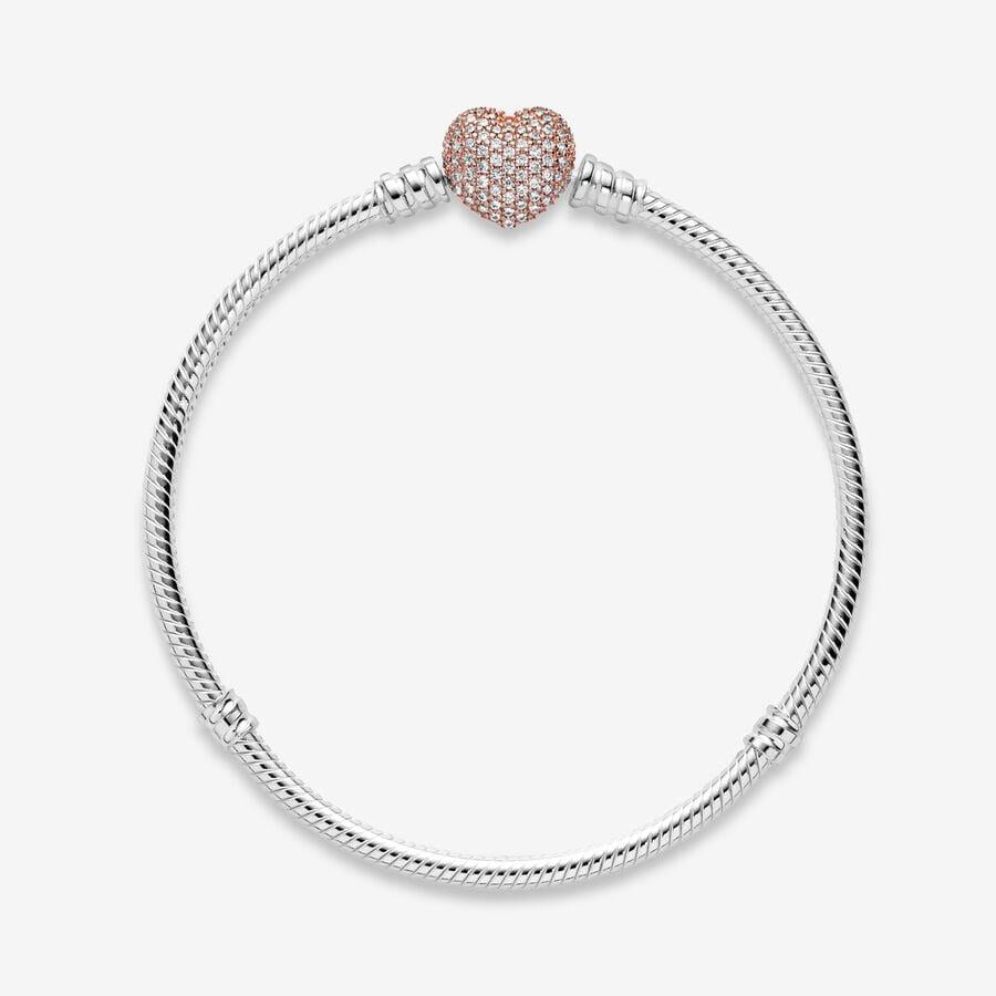 Pandora Moments Pave Herzverschluss Schlangenkette Armband 20 cm