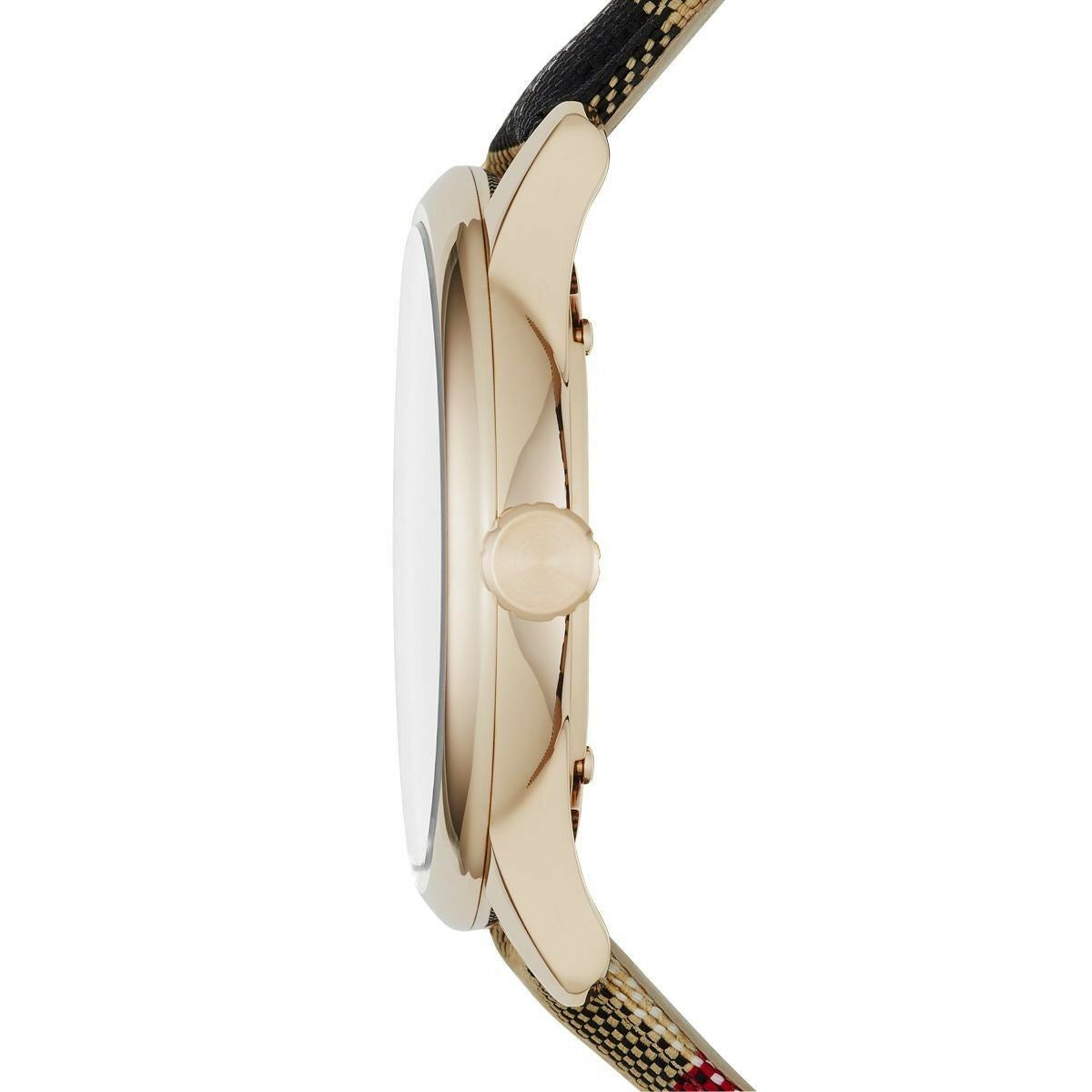 Burberry BU10001 Karo-Stoff ummanteltes Leder Unisex-Uhr