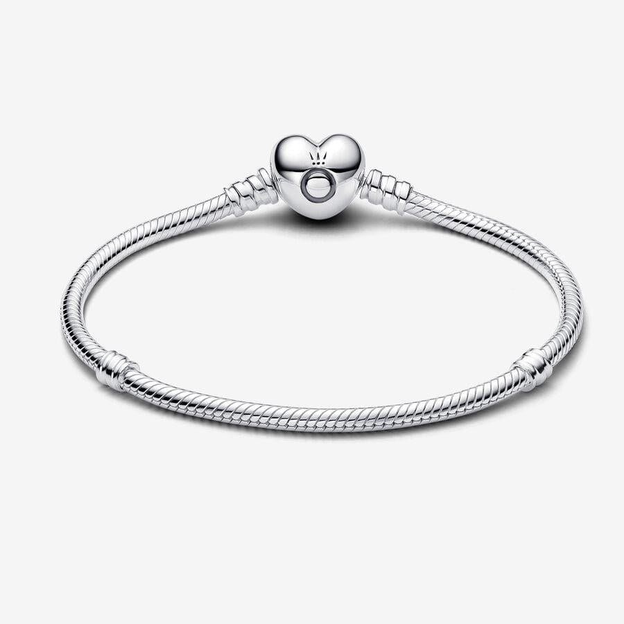 Pandora 590719 Sterling Silver Bracelet With Heart Clasp 21 cm