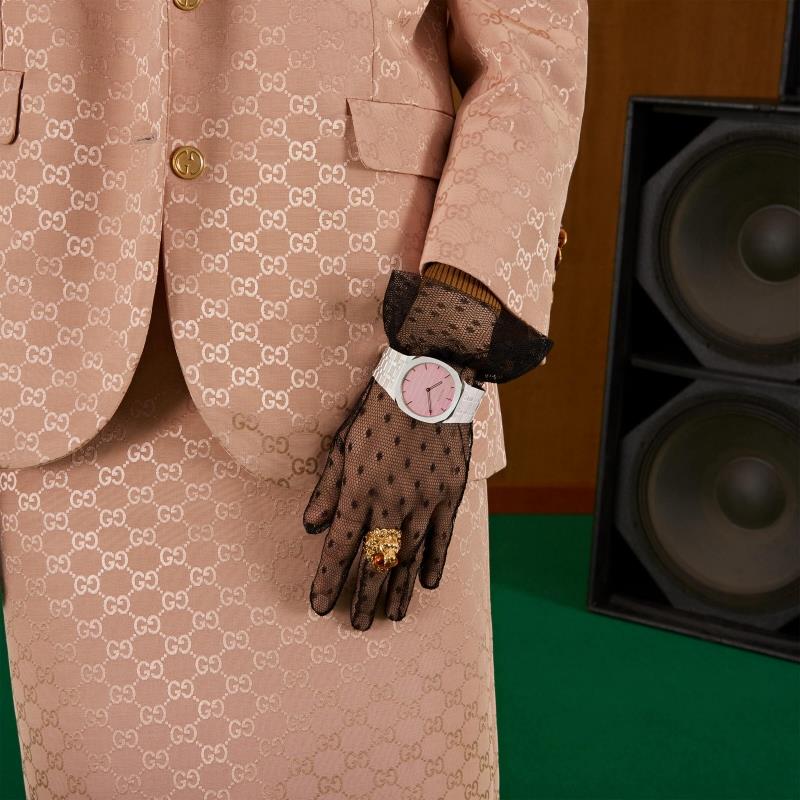 Gucci YA163410 25H Quartz Pink Dial Ladies Watch