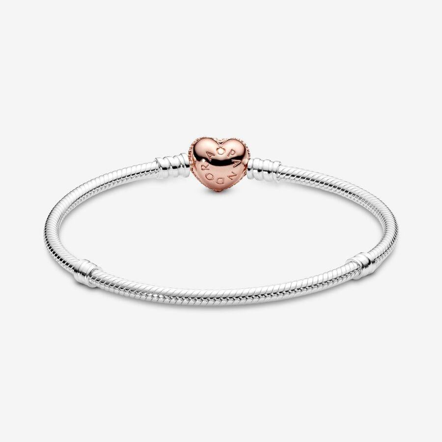 Pandora Moments Pave Herzverschluss Schlangenkette Armband17 cm