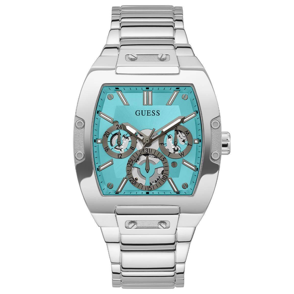 GUESS Mens Silver Tone Multi-function Watch