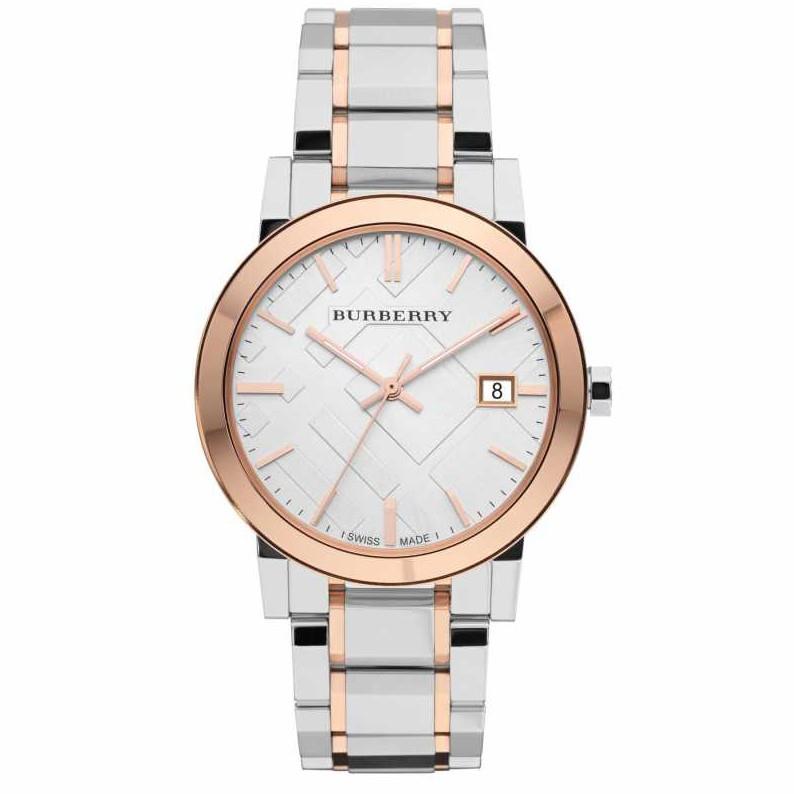 Burberry BU9006 Silbernes ZifferblattZwei-Ton-Edelstahl Unisex Uhr