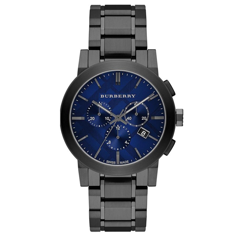 Burberry BU9365 Chronograph Blaues Zifferblatt Dunkelgraues Ion-plattiertes Herrenuhr