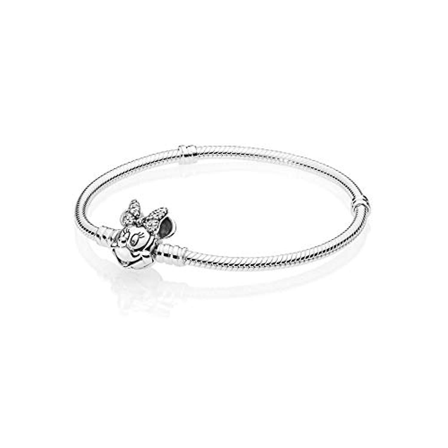 Pandora 597770CZ-18 Moments Pavé Minnie Mouse Clasp Snake Chain Bracelet