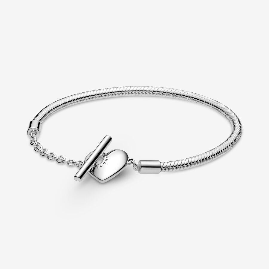 Pandora Moments Herz T-Stab Schlangenkette Armband 17 cm