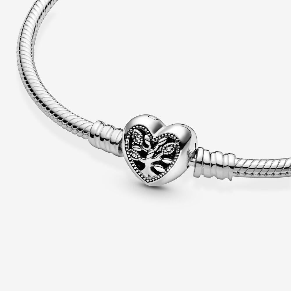 Pandora Moments Familienbaum-Herzverschluss Schlangenkette Armband 17 cm