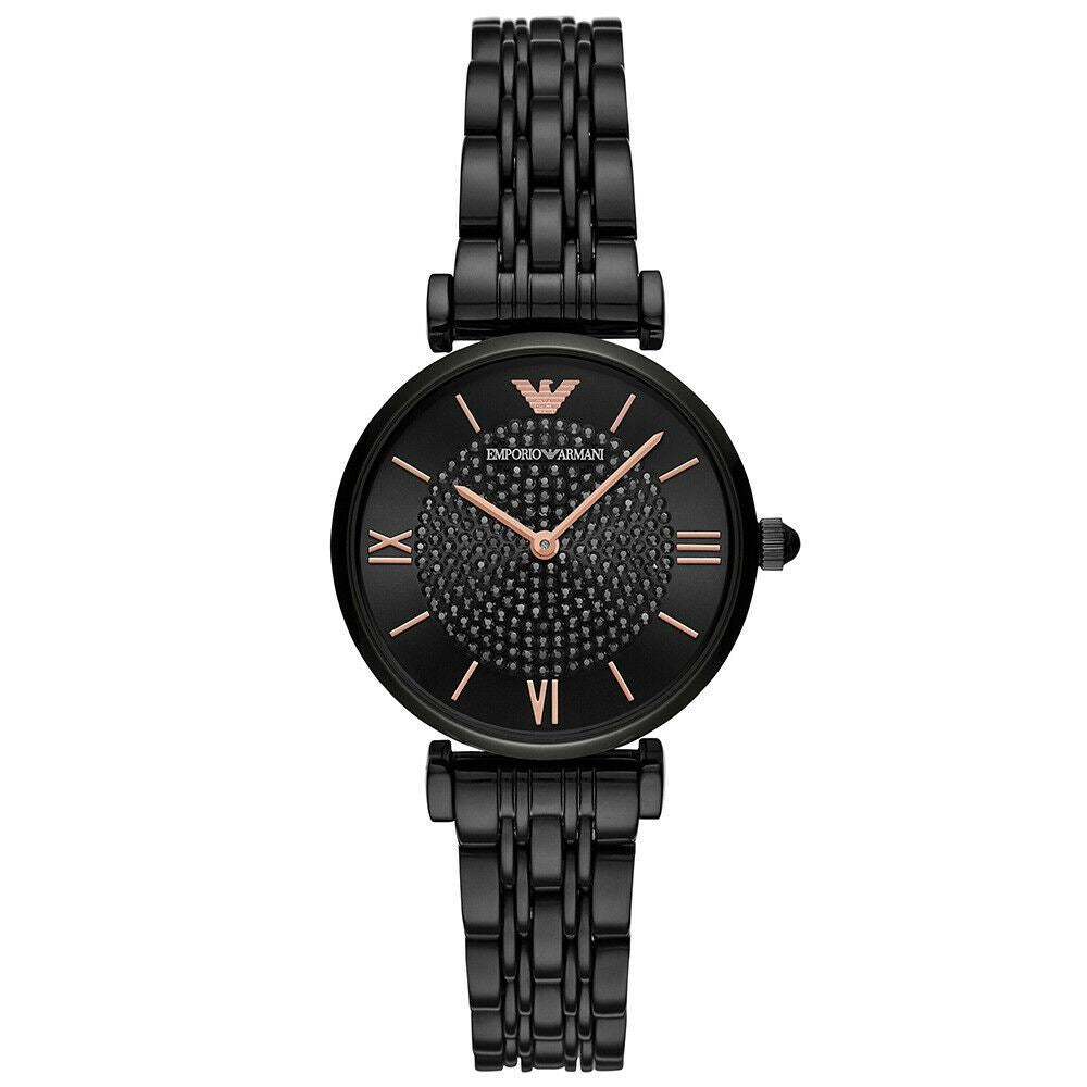 Emporio Armani AR11245 Analoge Schwarzes Zifferblatt Damen Uhr