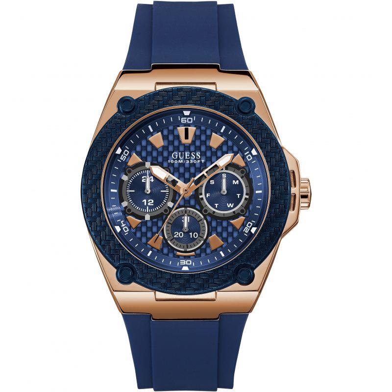 Guess W1049G2 Legacy Blaues ZifferblattBlaue Silikon Herrenuhr