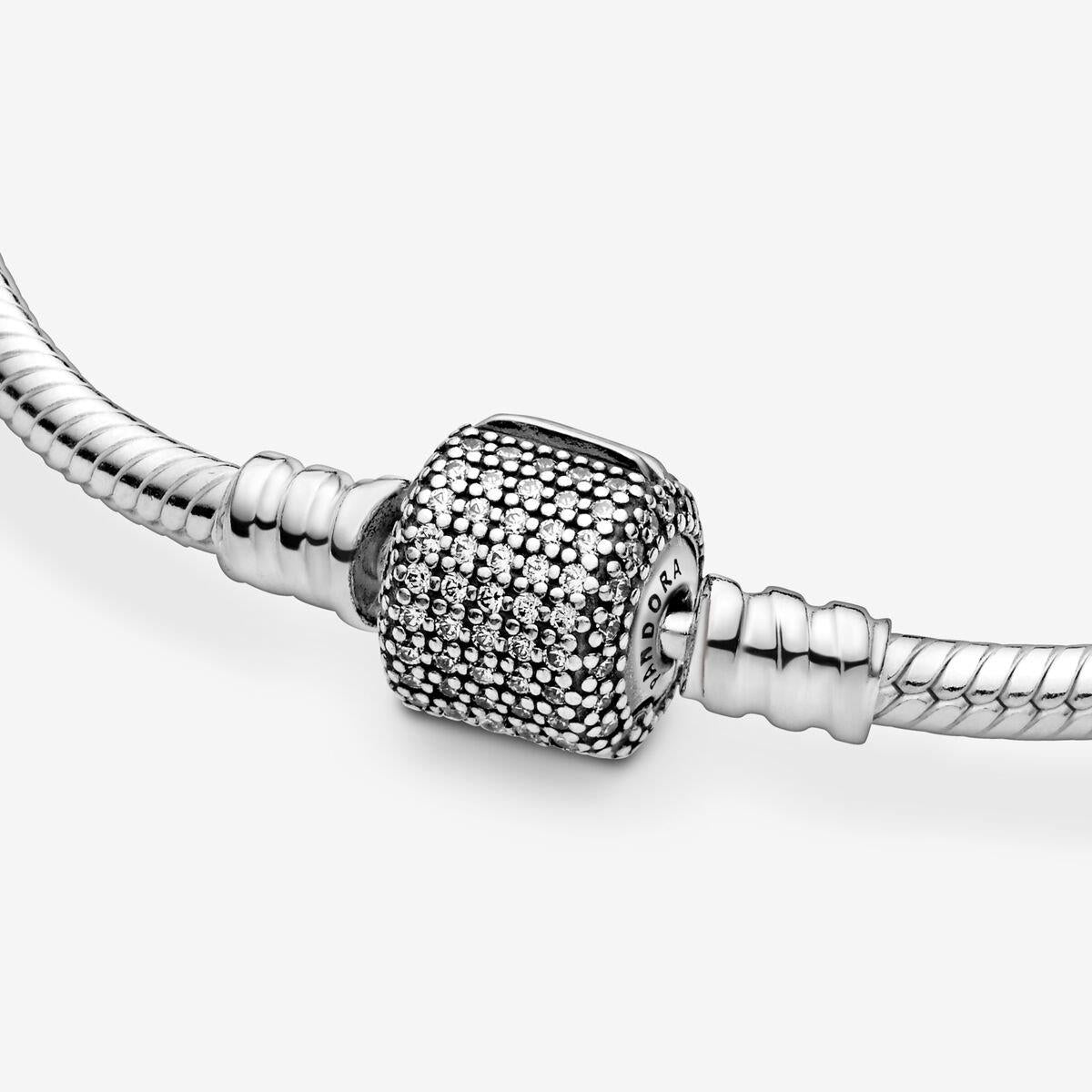 Pandora Moments 590723CZ-20 Schlangen-Gliederarmband mit Funkelndem Pavé-Verschluss