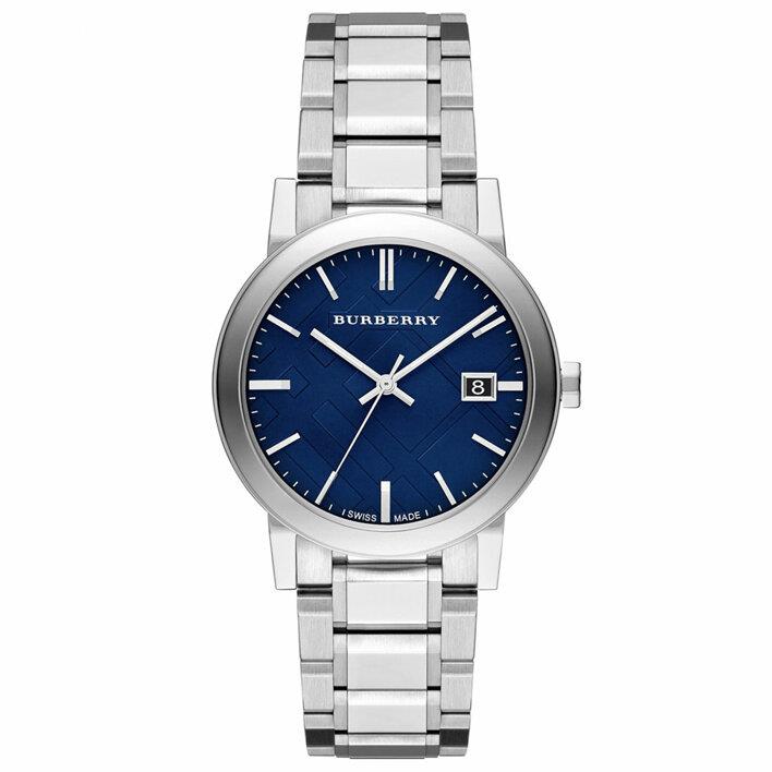 Burberry BU9031 Blaues Kariertes Zifferblatt  Edelstahl Herrenuhr