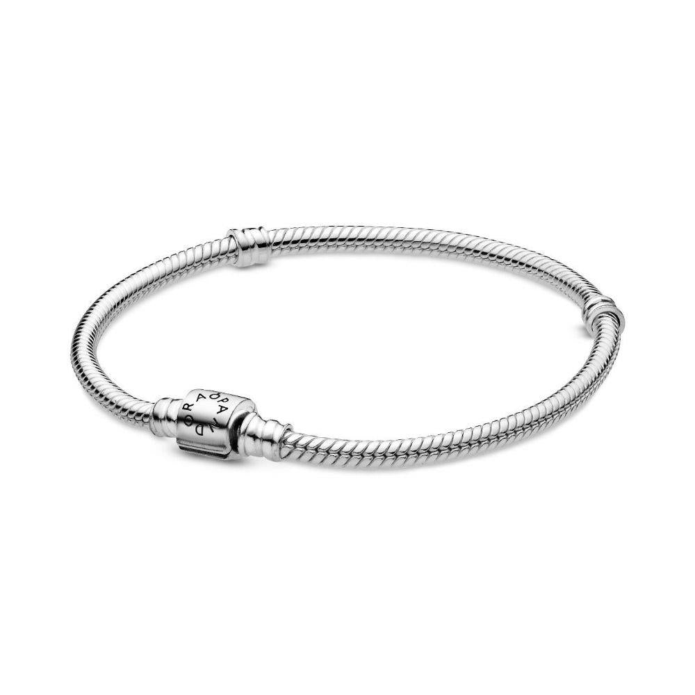 Pandora Moments Barrel Clasp Snake Chain Armband 21 cm