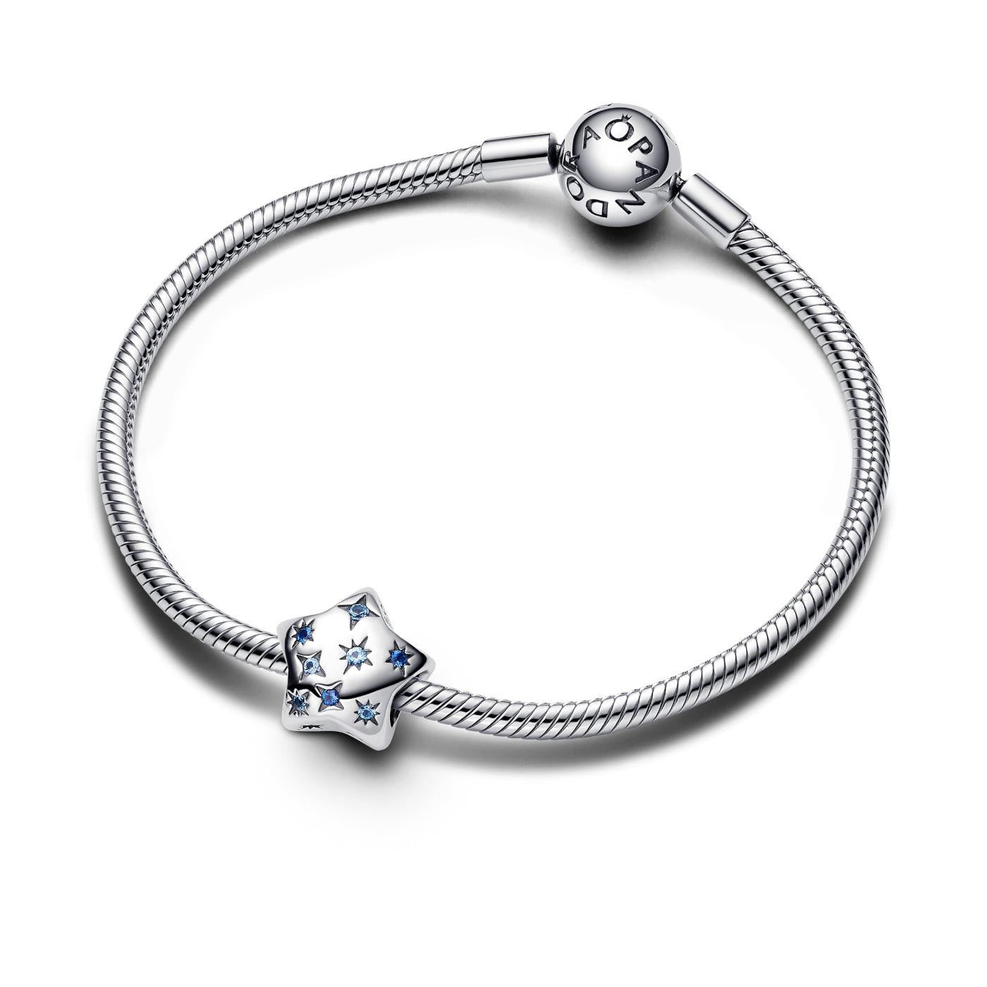 Pandora Stern-Sterling-Silber-Charmmit kristallblauem und eisblauem Kristall