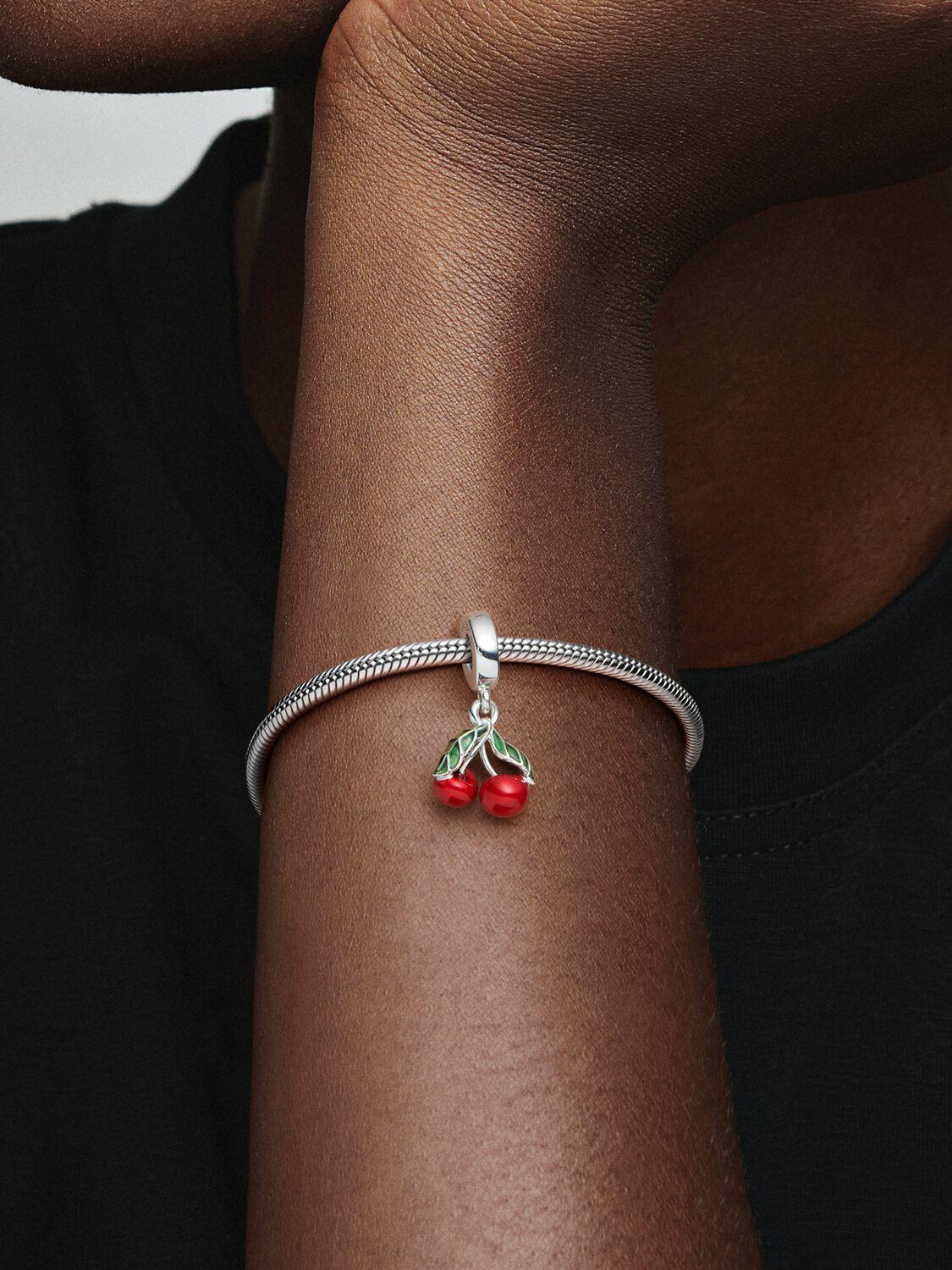 Pandora Asymmetrische Kirsche Charm-Anhänger Sterling-Silber