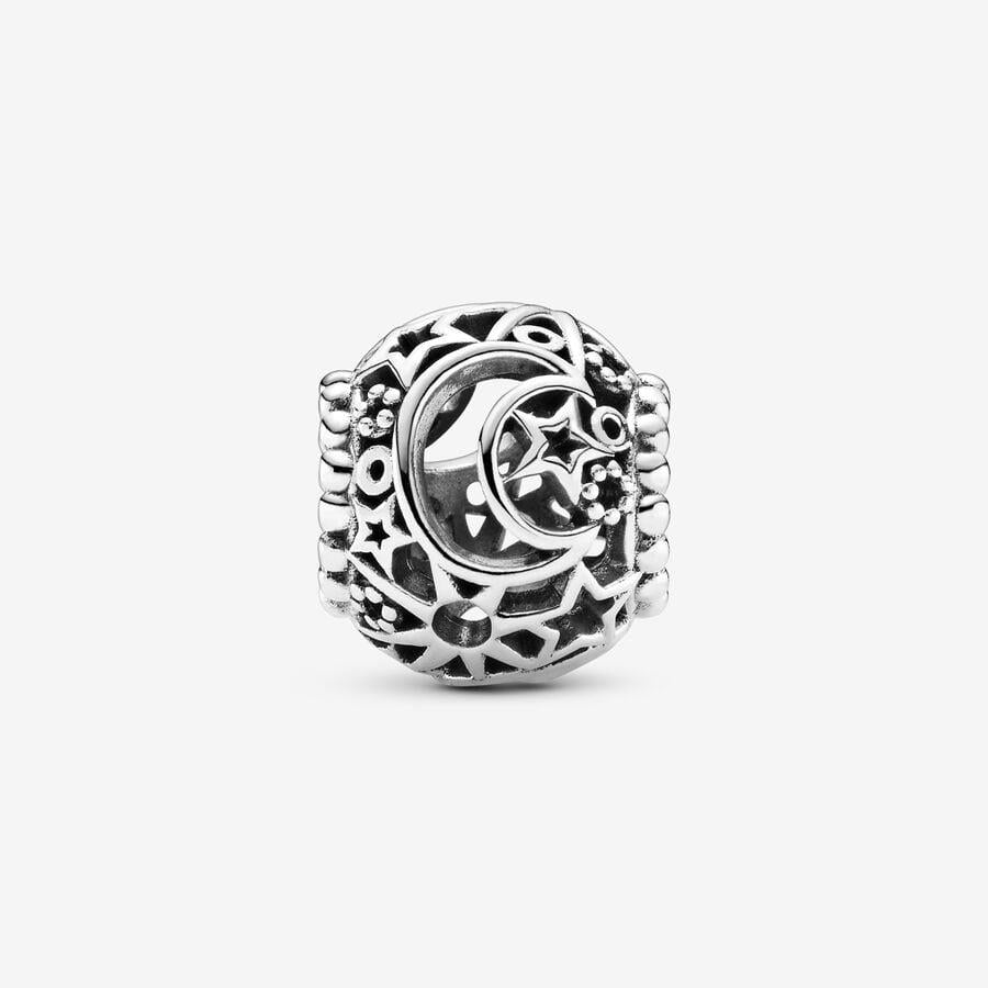 Pandora Offen gearbeitetes Sonne, Mond & Sterne Charm