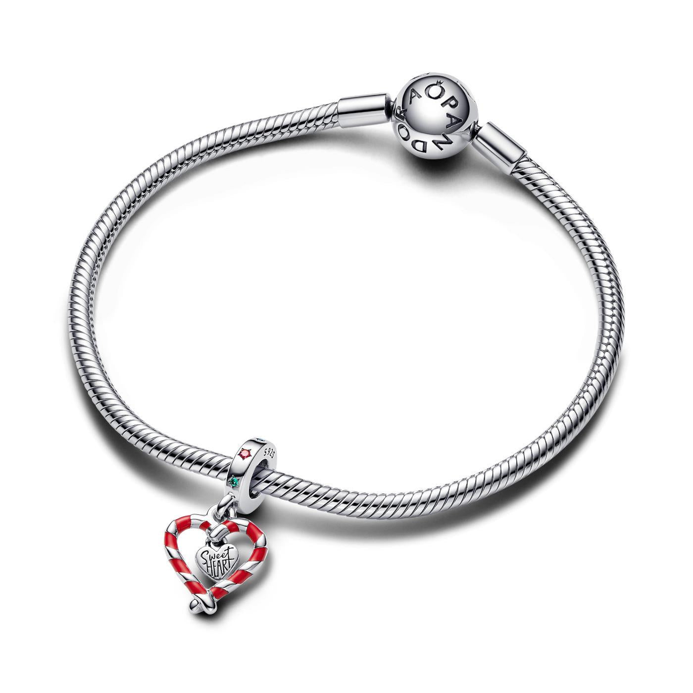 Pandora Candy Cane Sterlingsilber-Anhänger mit kristallklarem See-Grün