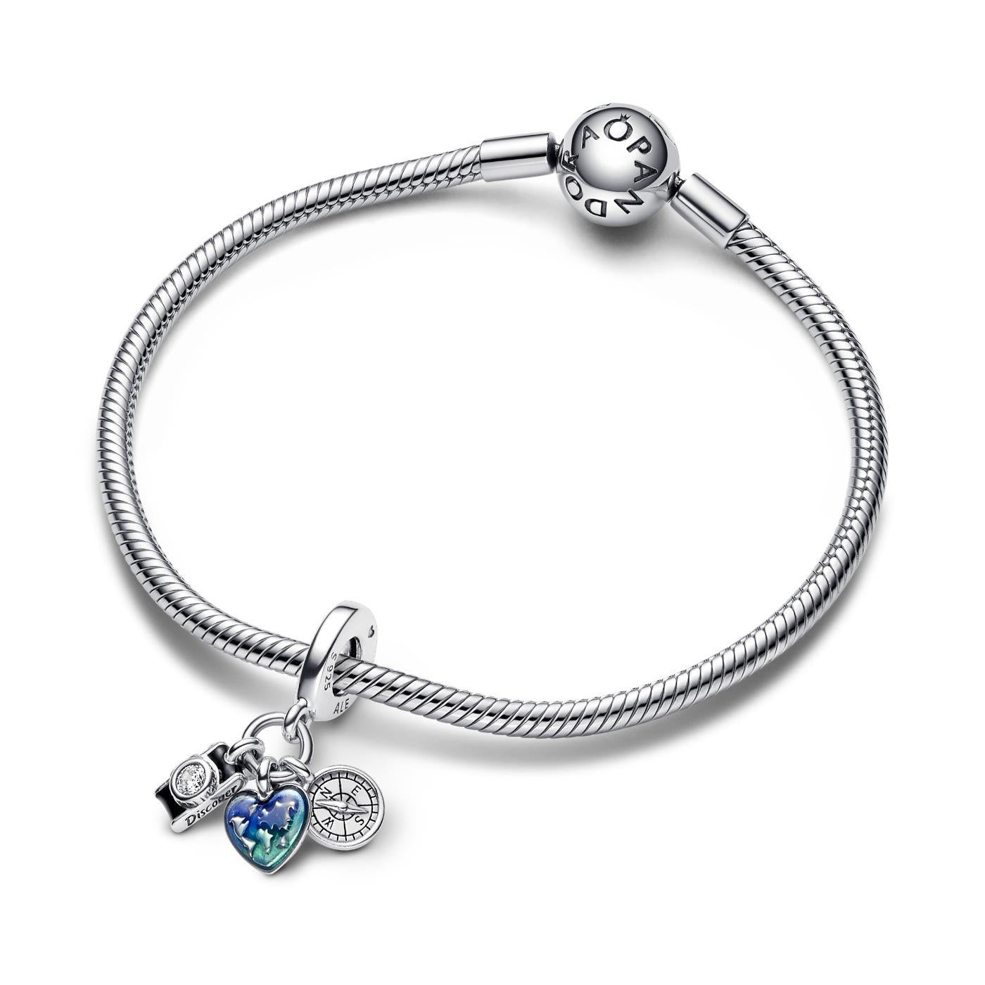 Pandora Kamera, Herz & Kompass Triple-Anhänger-Charm