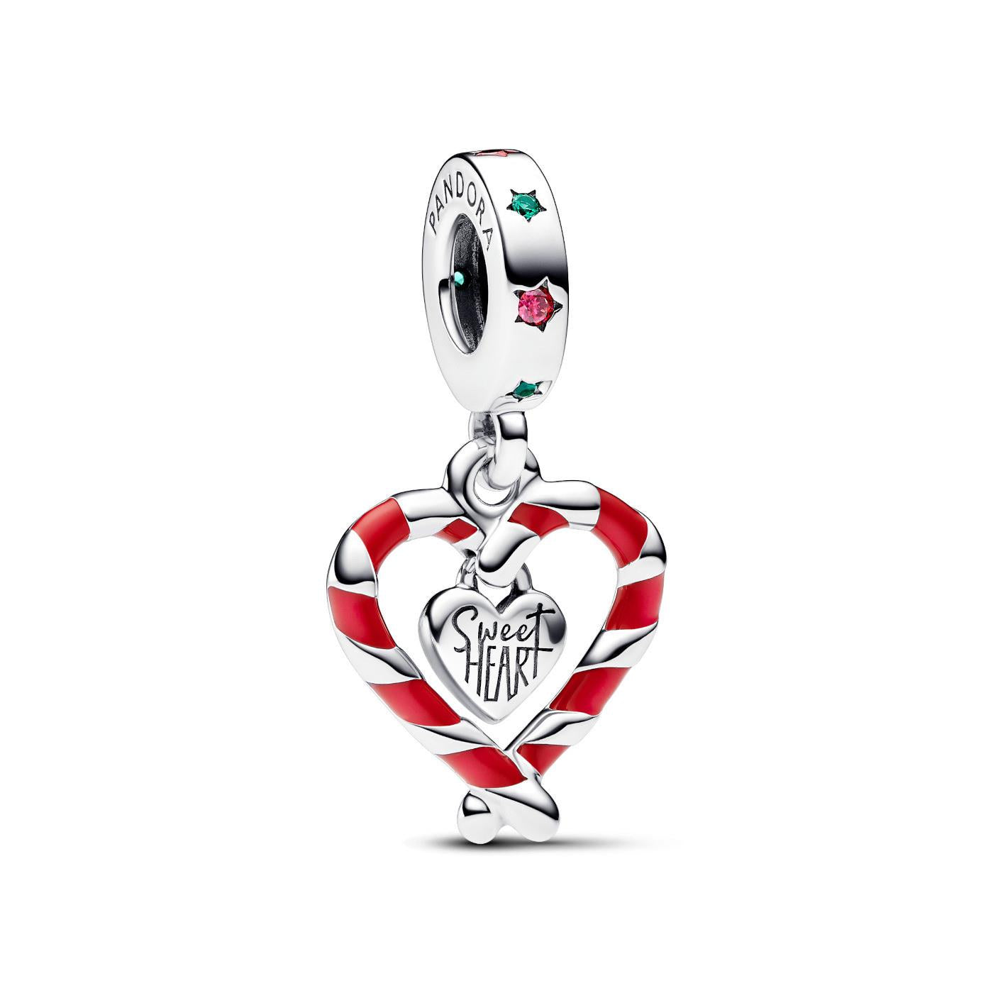 Pandora Candy Cane Sterlingsilber-Anhänger mit kristallklarem See-Grün