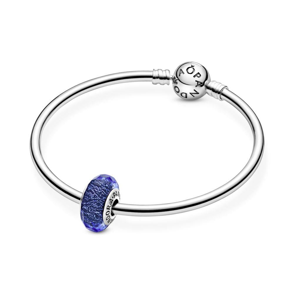 Pandora 791646 Sterling Silber Blaues Irisierendes Glas Murano Charme