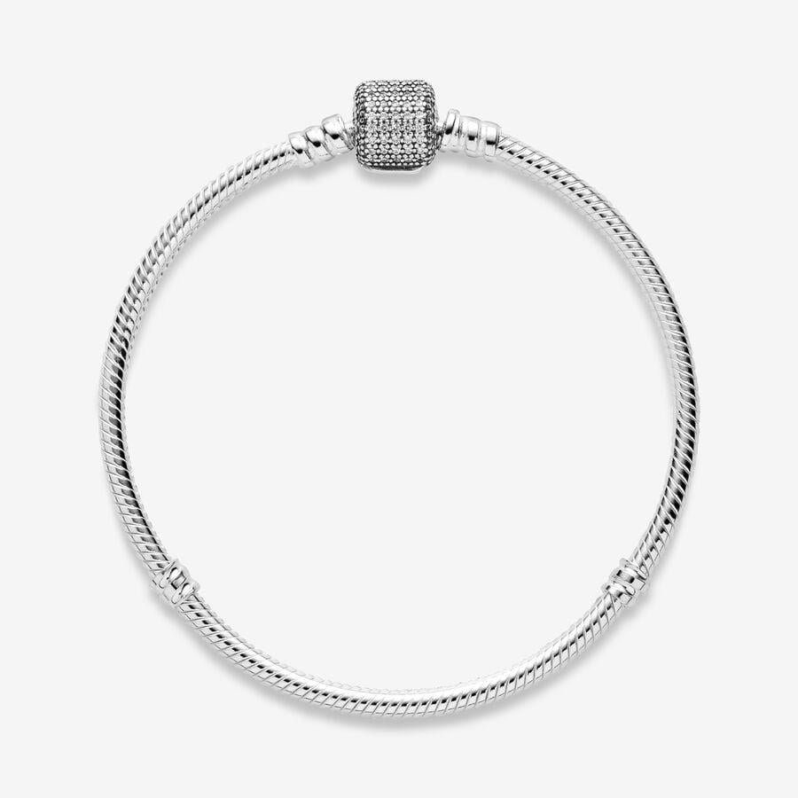 Pandora Moments 590723CZ-20 Schlangen-Gliederarmband mit Funkelndem Pavé-Verschluss