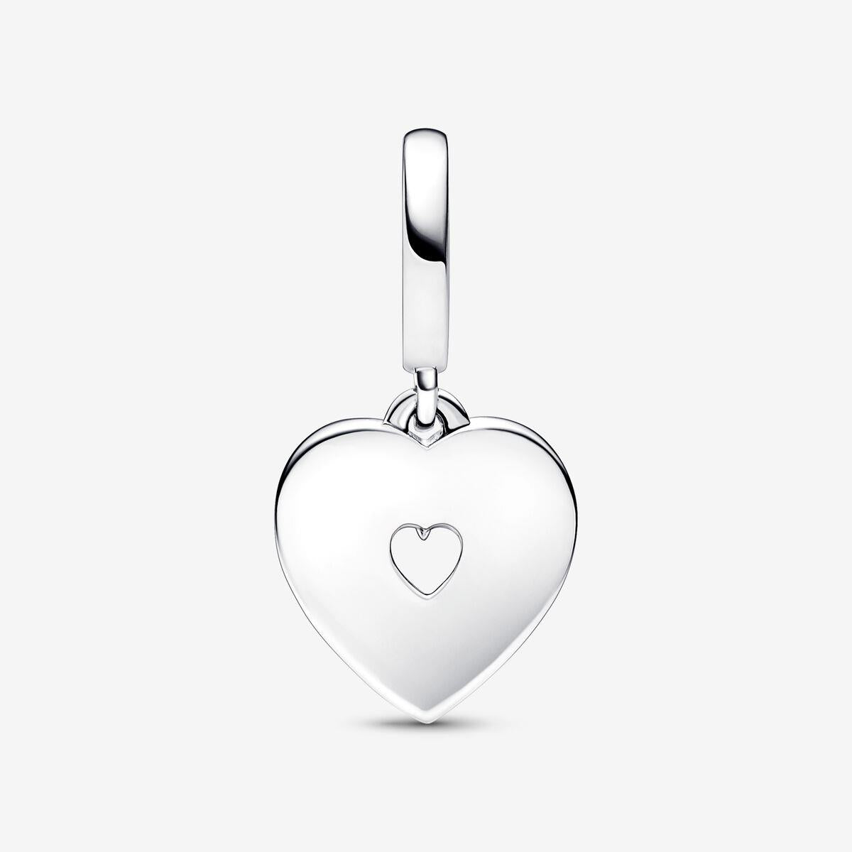 Pearlescent White Heart Mum Double Dangle Charm