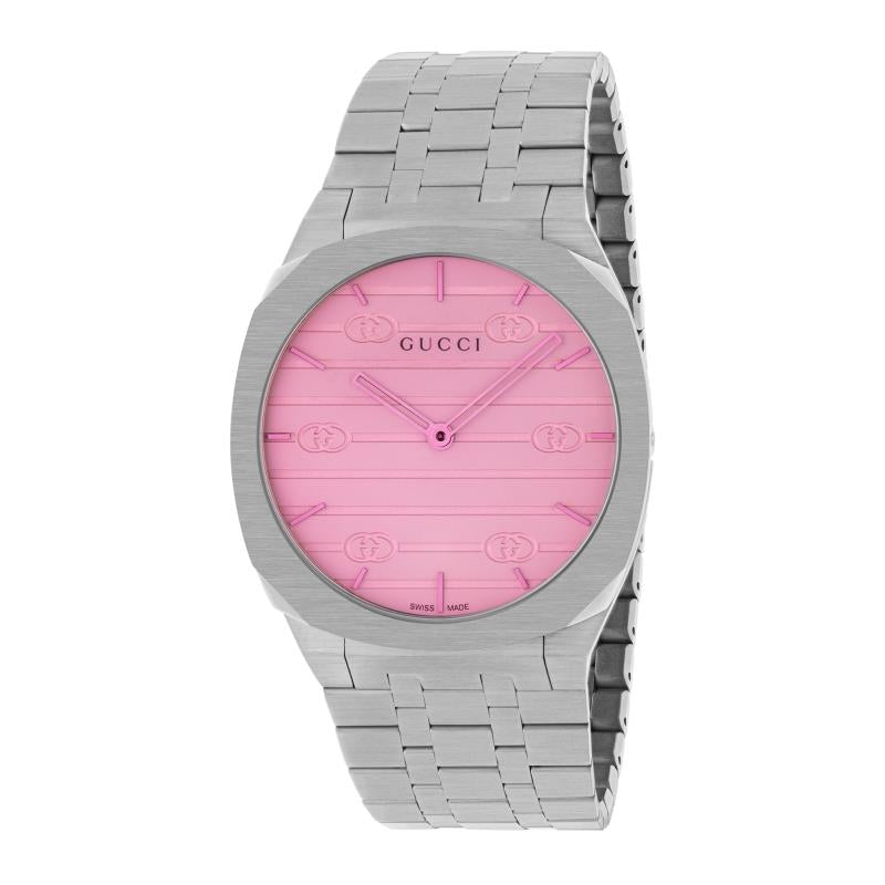 Gucci YA163410 25H Quartz Pink Dial Ladies Watch