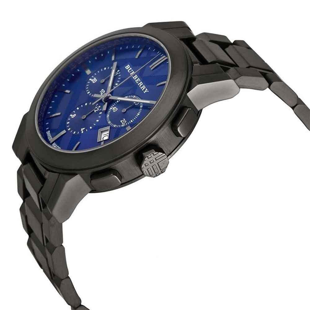 Burberry BU9365 Chronograph Blaues Zifferblatt Dunkelgraues Ion-plattiertes Herrenuhr