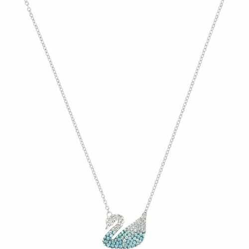 Swarovski 5512095 Kristall Ikonic Swan Anhänger, Blau, rhodiniert