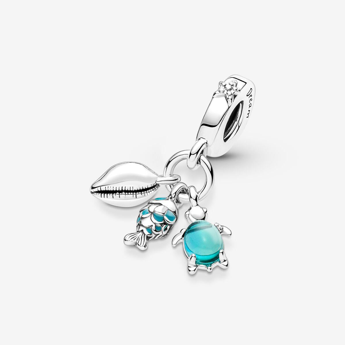 Pandora Fish, Sea Turtle & Conch Triple Dangle Charm