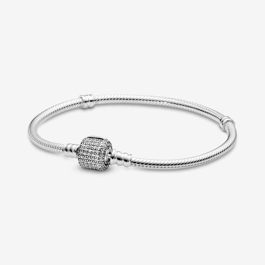 Pandora Moments 590723CZ-20 Schlangen-Gliederarmband mit Funkelndem Pavé-Verschluss