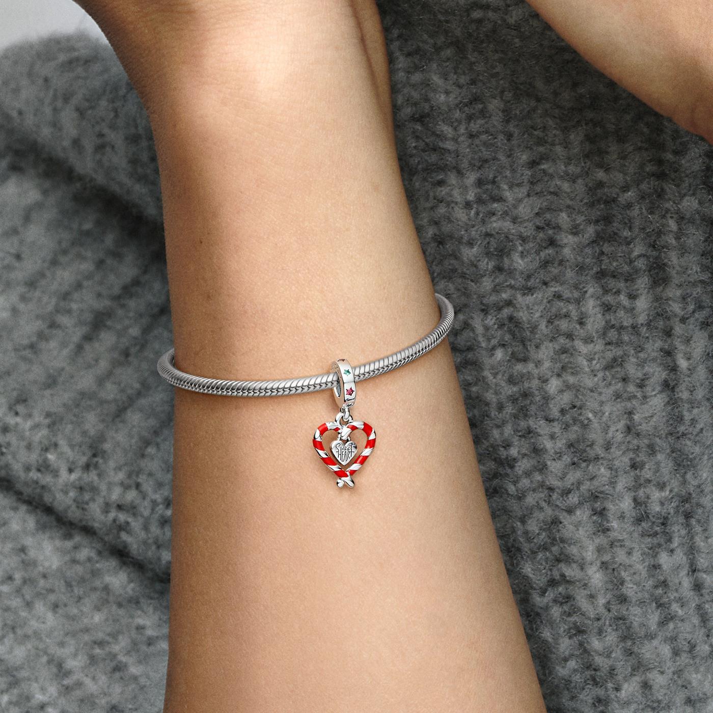 Pandora Candy Cane Sterlingsilber-Anhänger mit kristallklarem See-Grün