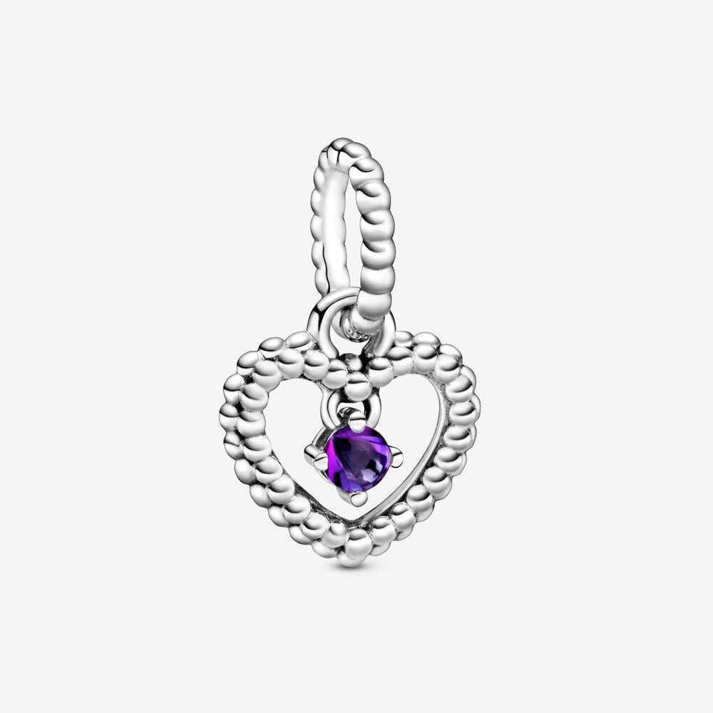 Pandora 798854C03 Purple Beaded Heart Dangle Charm