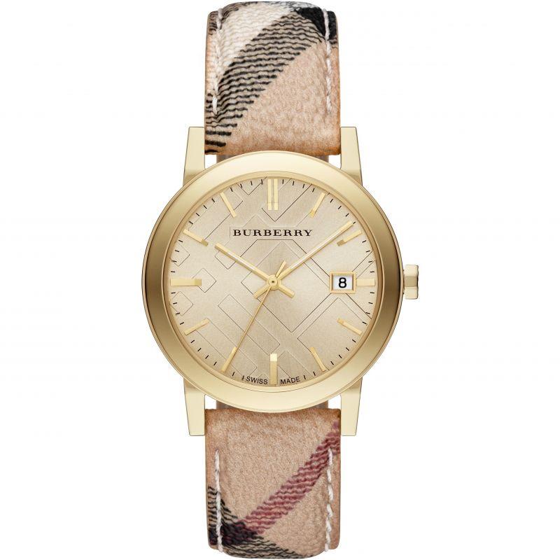 Burberry BU9026 Die City Champagner Zifferblatt Check Armband Damen Uhr