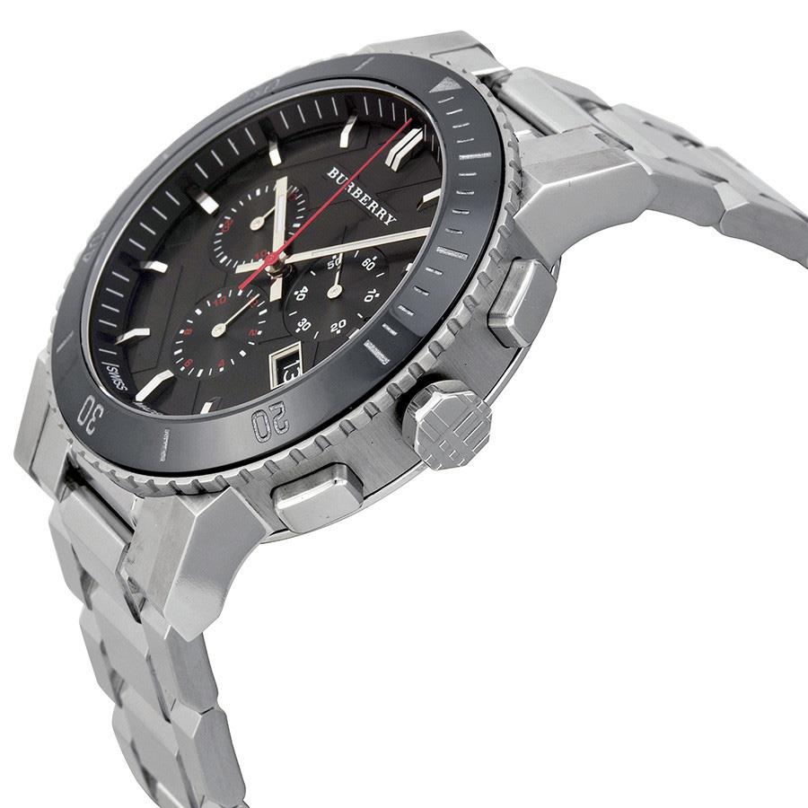 Burberry BU9380 Schwarzes Zifferblatt Chronograph Edelstahl Herren Uhr