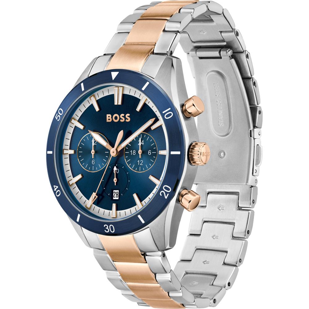 Hugo Boss 1513937 Santiago Zwei-Ton-Stahlblaue Herrenuhr