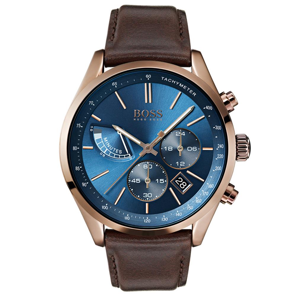 Hugo Boss 1513604 Leather Strap Chronograph Quartz Men's Watch