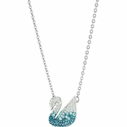 Swarovski 5512095 Kristall Ikonic Swan Anhänger, Blau, rhodiniert