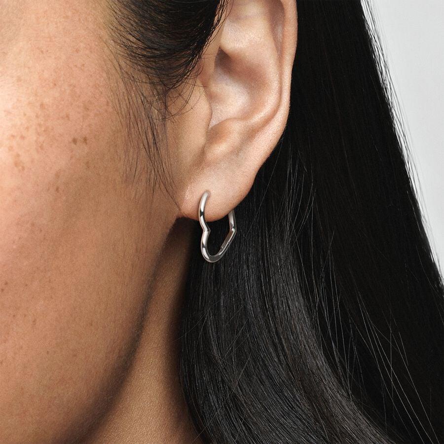 Pandora Asymmetrical Heart Hoop Earrings