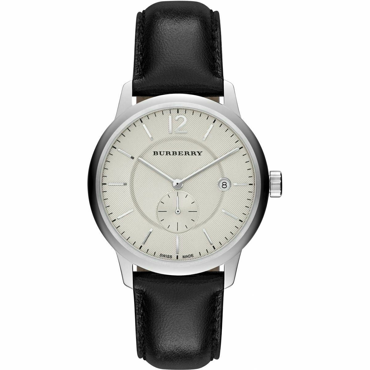 Burberry BU10000 Classic Round Beige Dial Black Leather Men's Watch