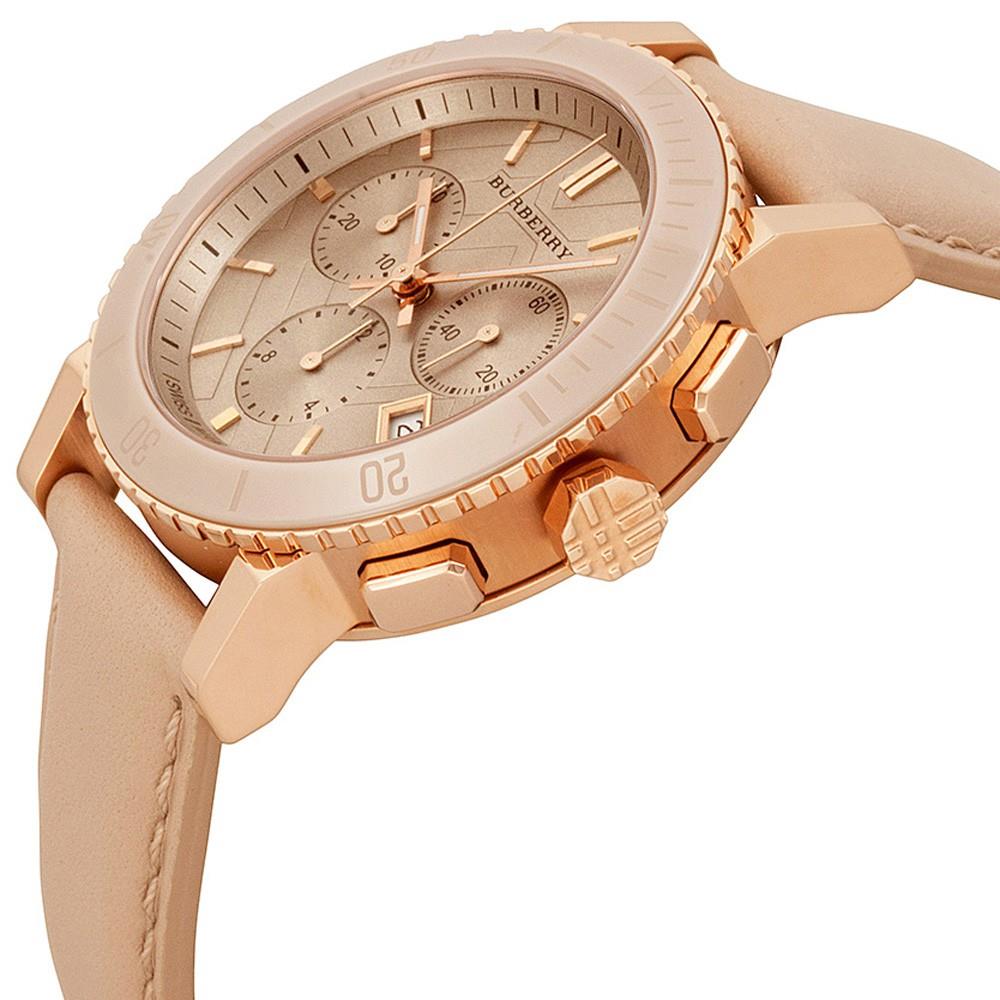 Burberry BU9704 Chronograph Damen Uhr mit roségoldenem Ton