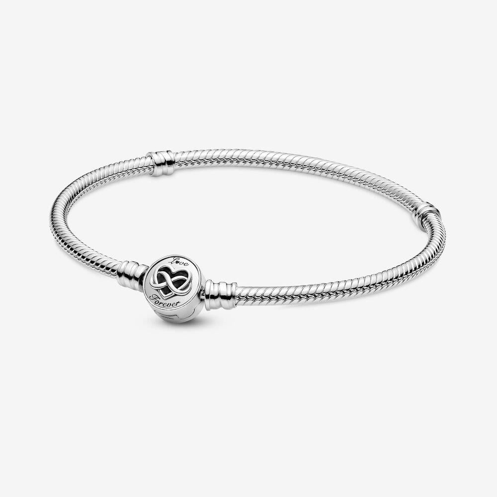 Pandora Moments Herz-Unendlichkeitsverschluss Schlangenkette Armband 20 cm