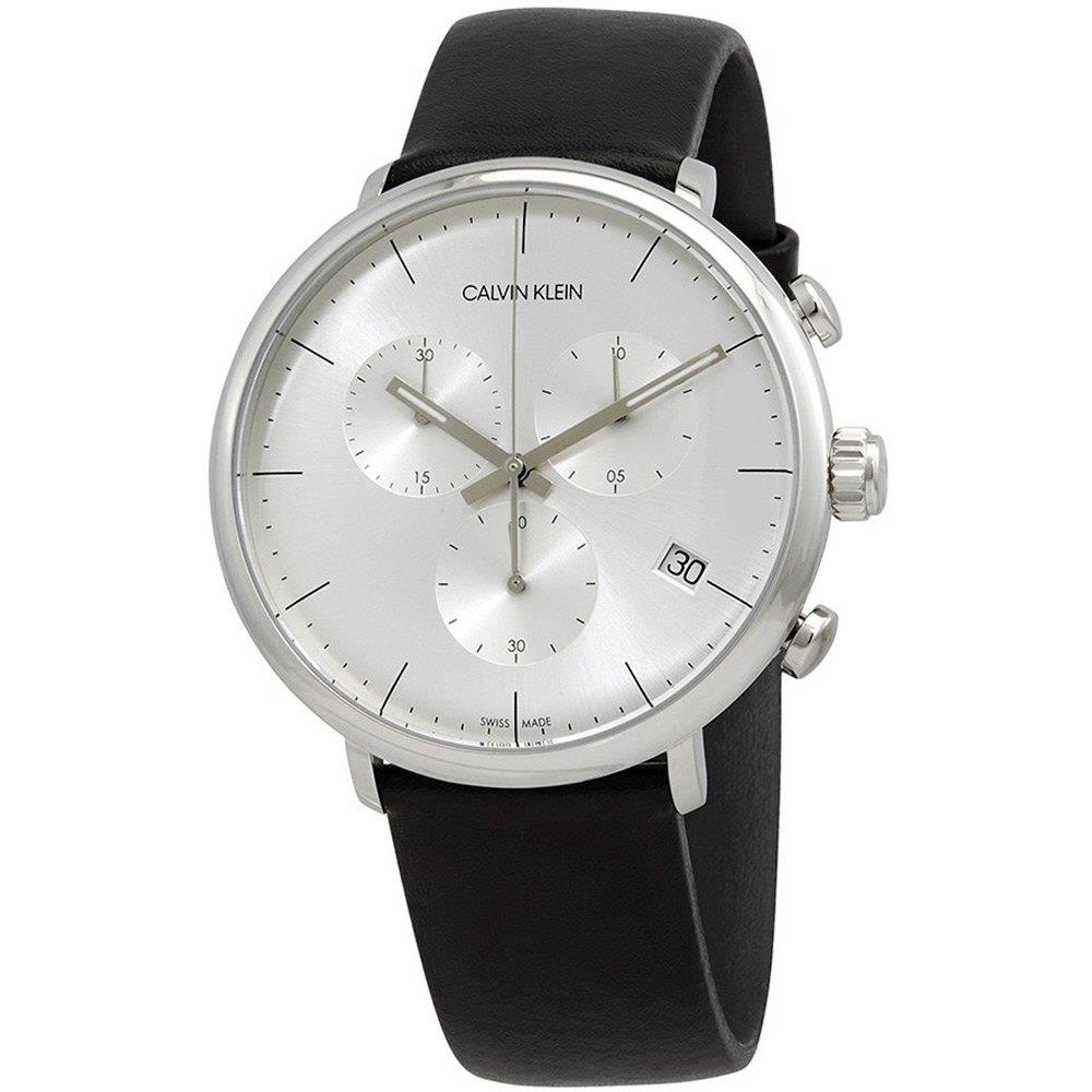 Calvin Klein K8M271C6 High Noon Chronograph Quarz Herren Uhr mit silbernem Zifferblatt