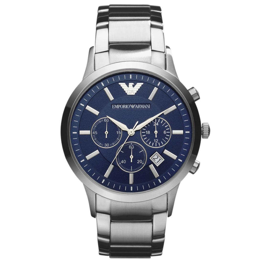 Emporio Armani AR2448 Silberner Stahl Chronograph Herren Uhr