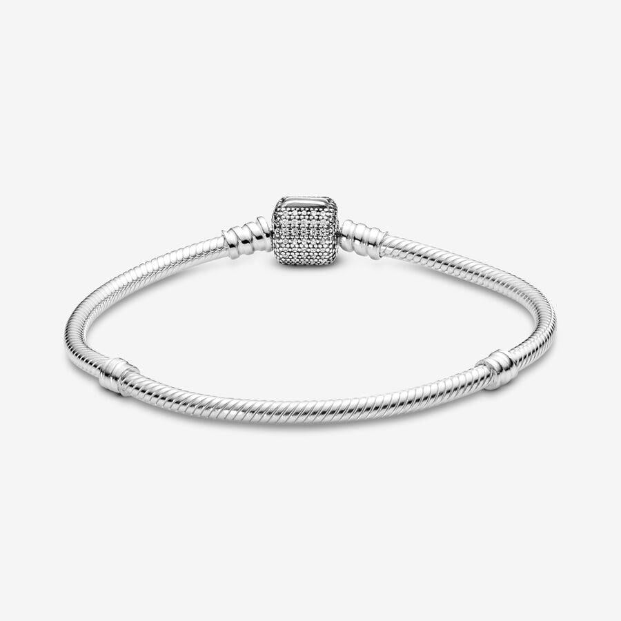 Pandora Moments 590723CZ-20 Schlangen-Gliederarmband mit Funkelndem Pavé-Verschluss