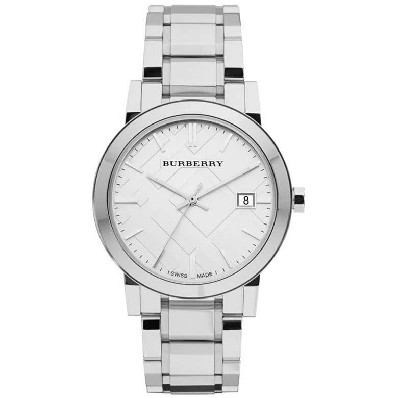 Burberry BU9000 Silbernes Zifferblatt  Edelstahl Unisex Uhr