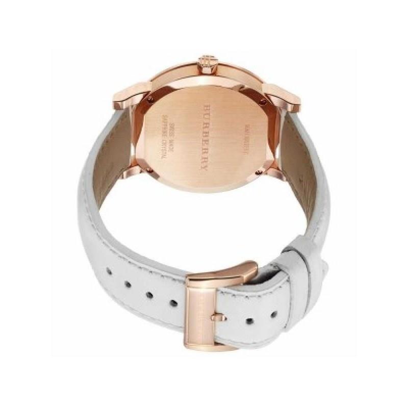 Burberry BU9012 Großes Karo Weißes Lederarmband Herrenuhr