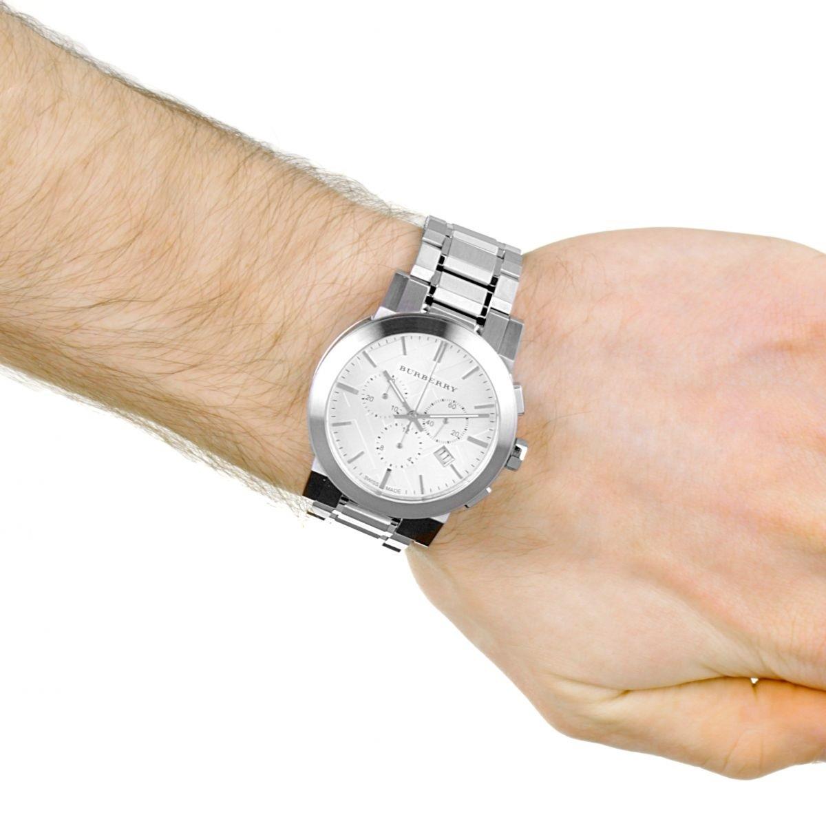 Burberry BU9350 Großes Kariertes Edelstahl Armband Herren Uhr