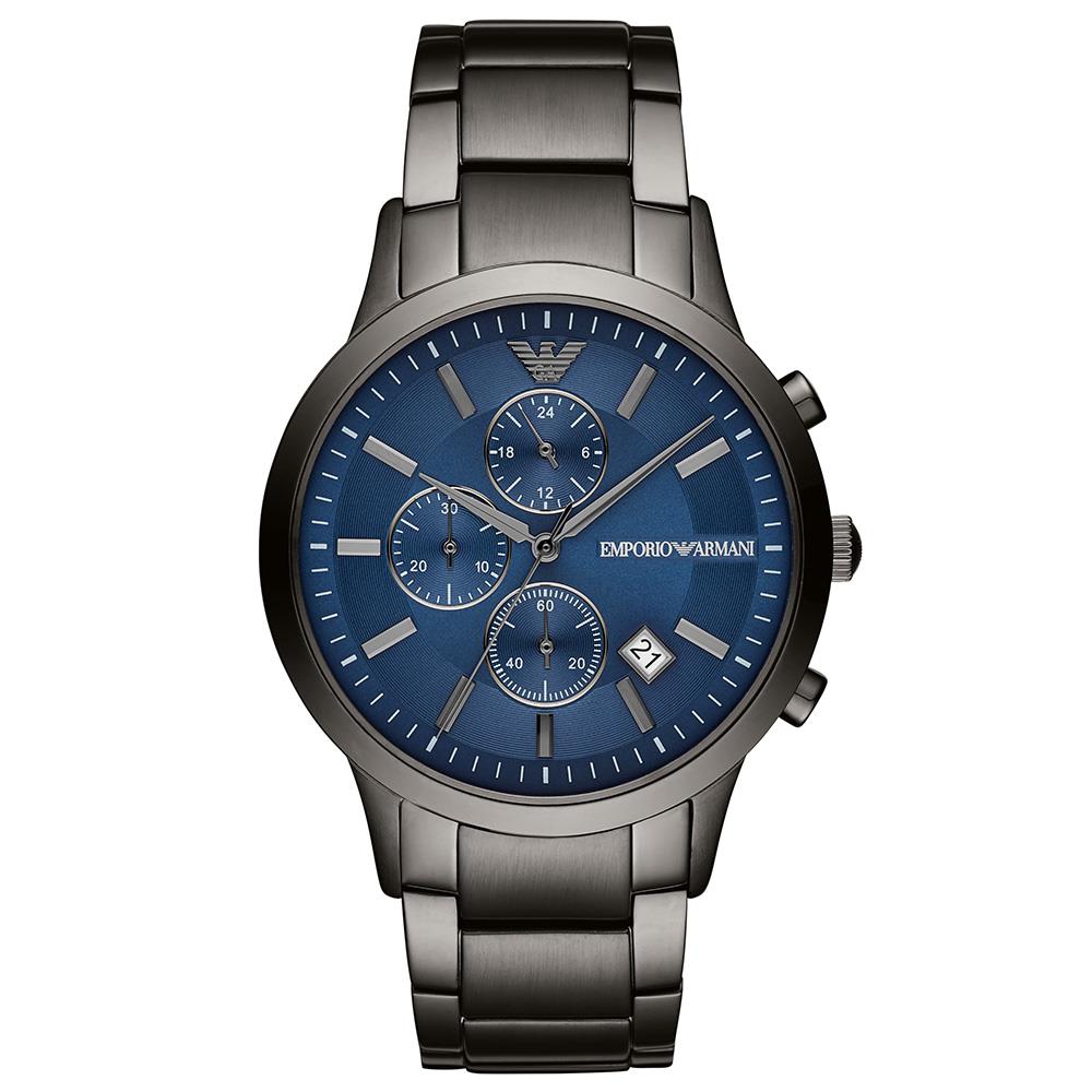 Emporio Armani AR11215 Chronograph Blaues Zifferblatt Gunmetal Armband Herren Uhr